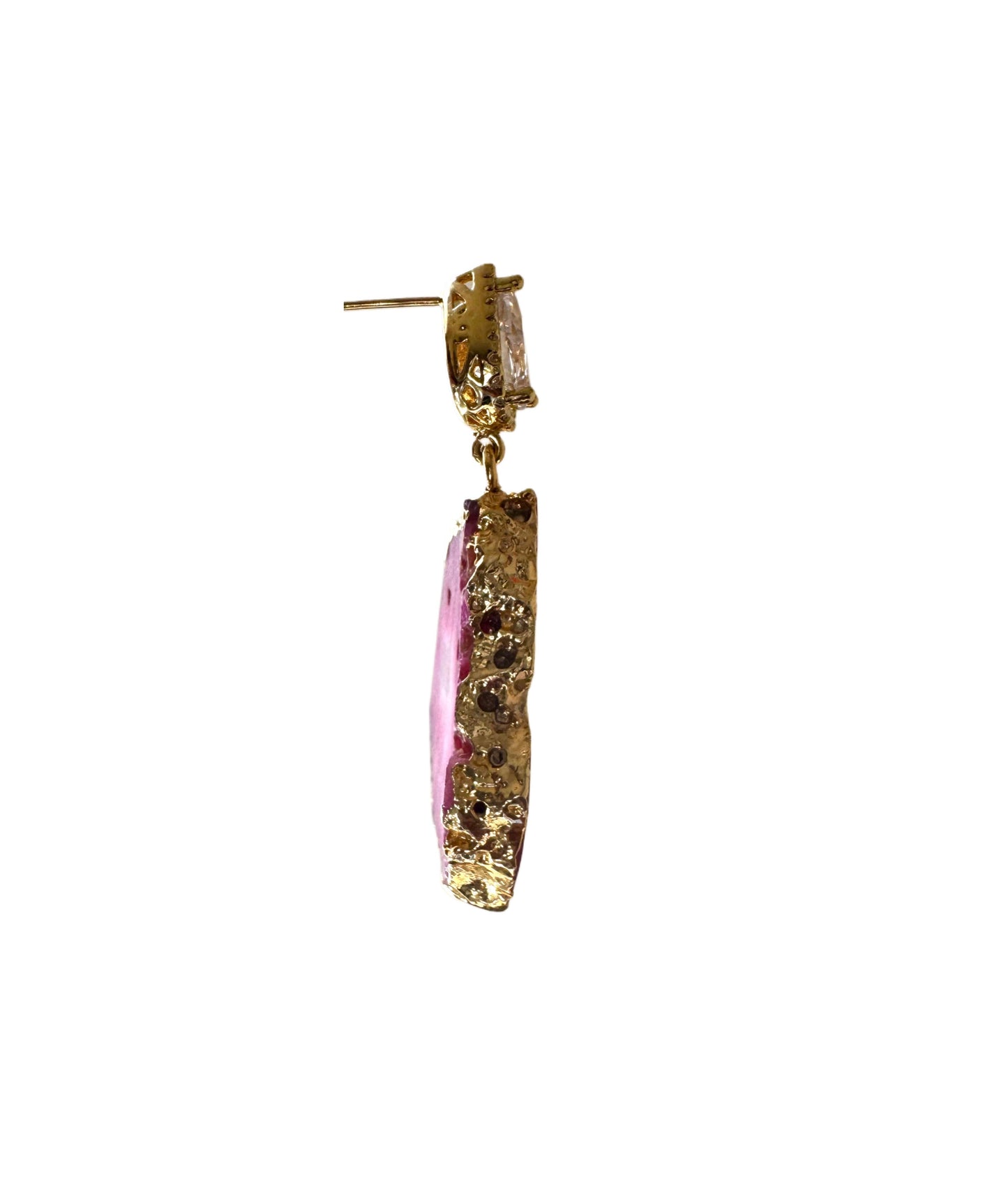 Agate geode earrings, hot pink.