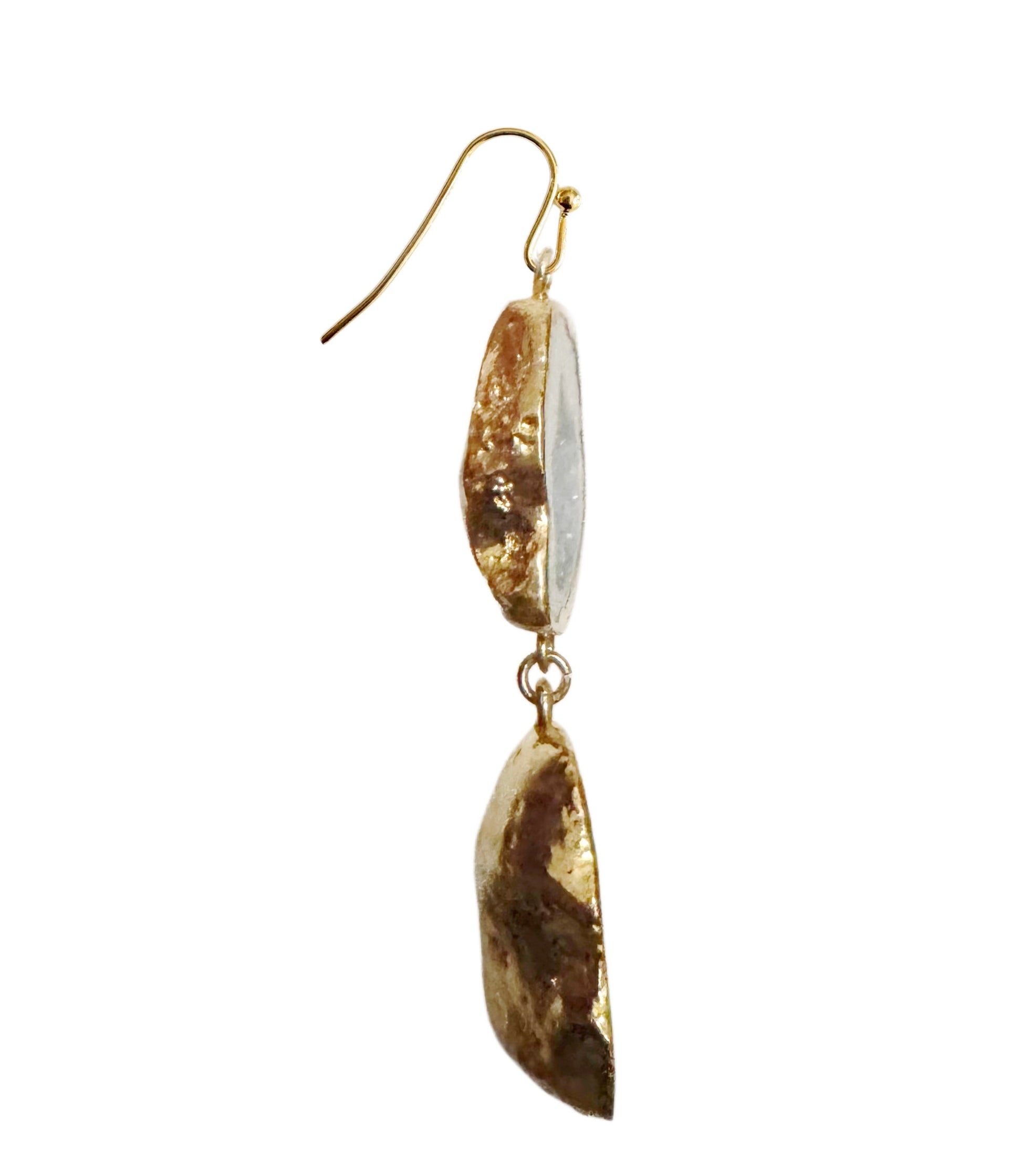 Geode earrings, gold-plated, white.