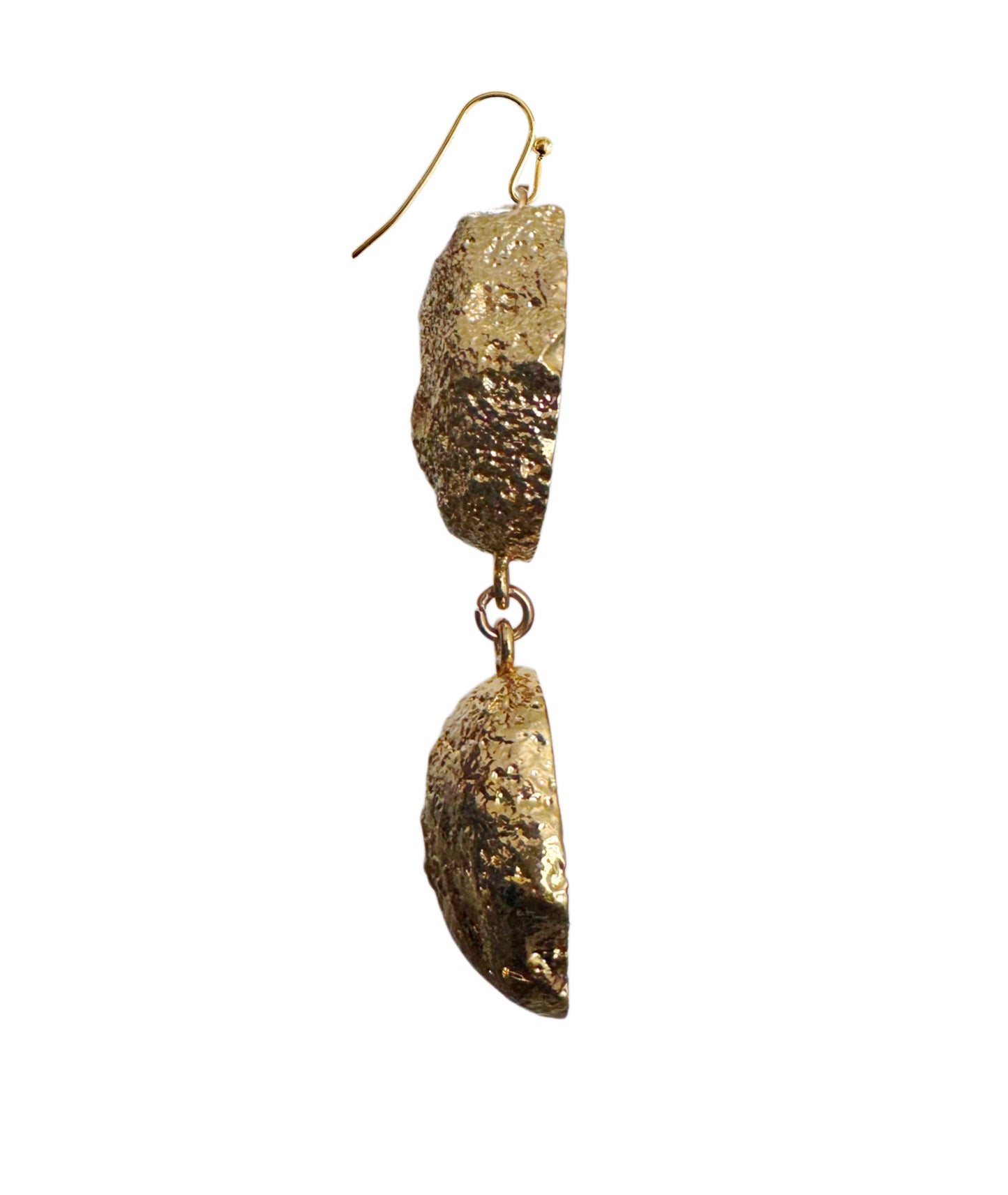 Geode earrings, gold-plated, mint green.