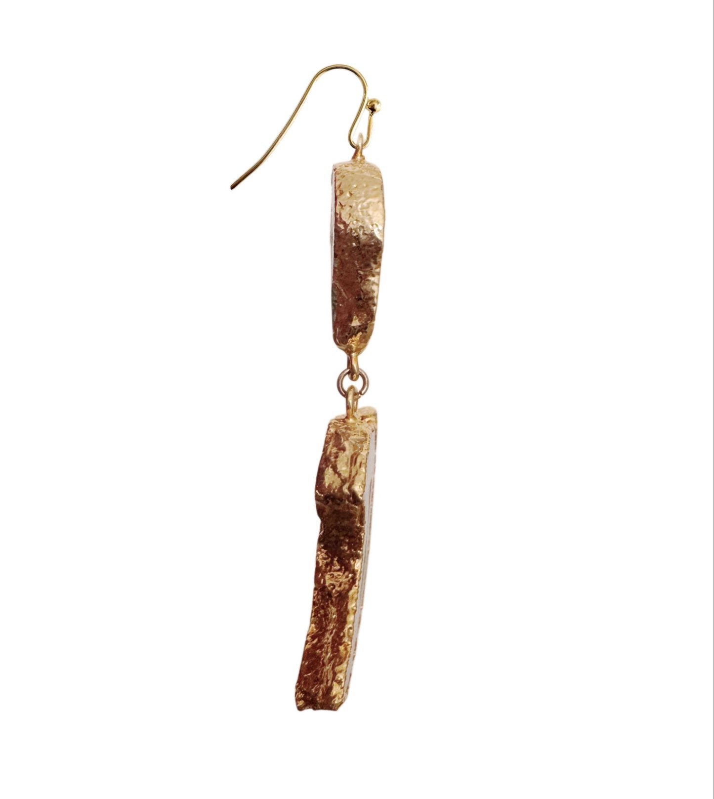 Geode earrings, gold-plated, green.