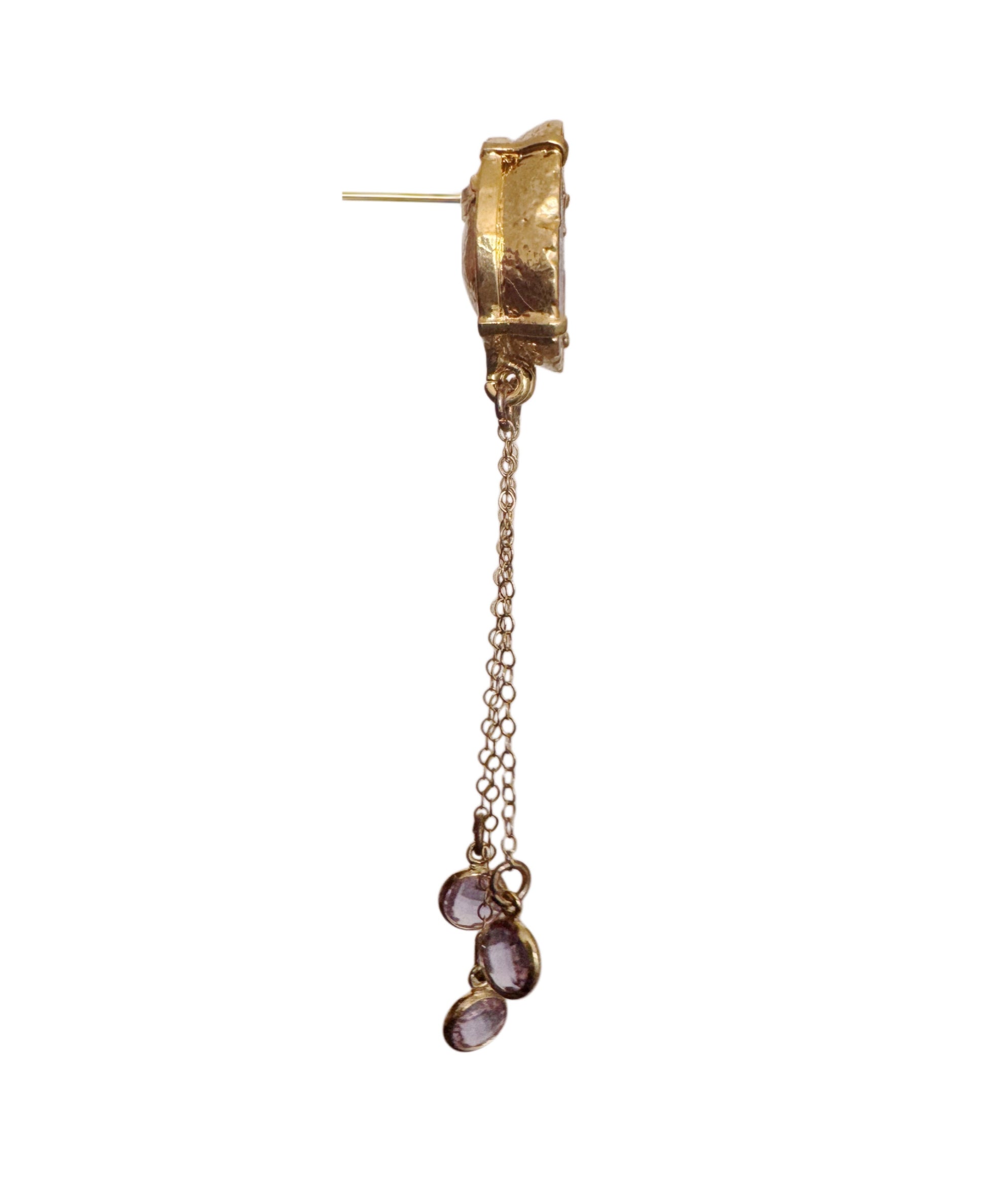 Geode tassel earrings, gold-plated, light purple-gray.