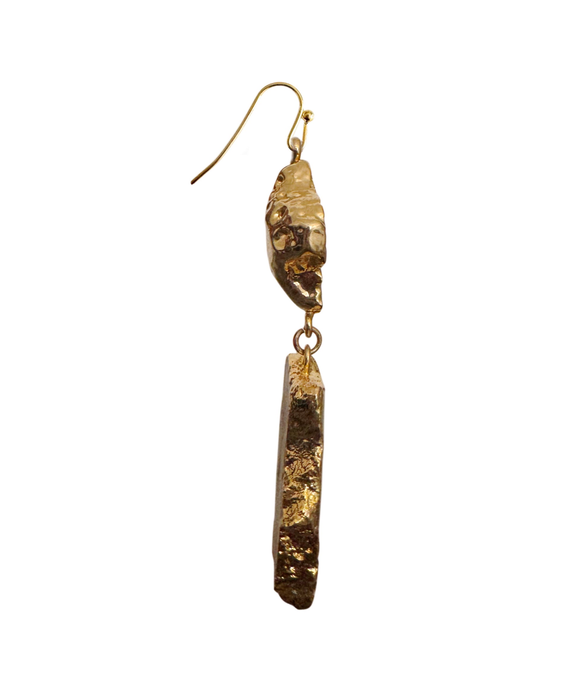 Geode earrings, gold-plated, cream-honey brown.